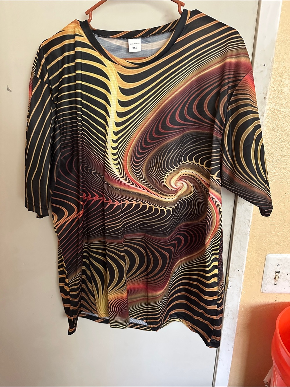 Black Swirl Print Short-Sleeve Top - Multicolor